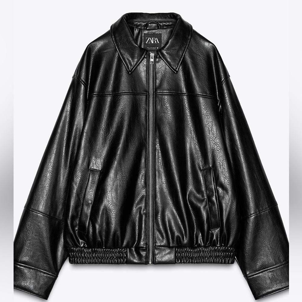 Zara black faux leather jacket